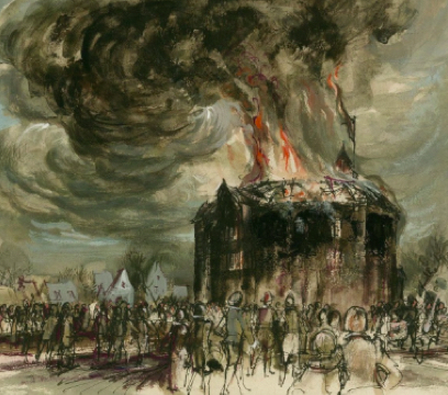The Globe Theatre in London burns down